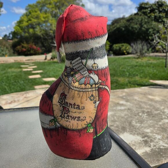 Vintage 15" Christmas Cat Doorstop The Toy Works Santa Paws Dorothy Dear Design - Picture 3 of 9